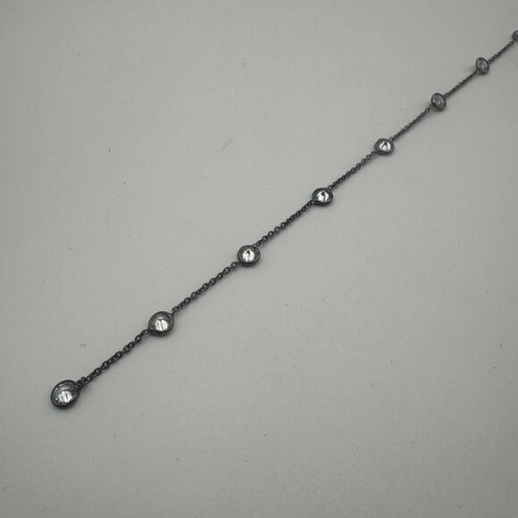 Silver-Tone Y Chain Necklace With Clear Crystal Accents & Lobster Clasp Closure - Picture 2 of 5